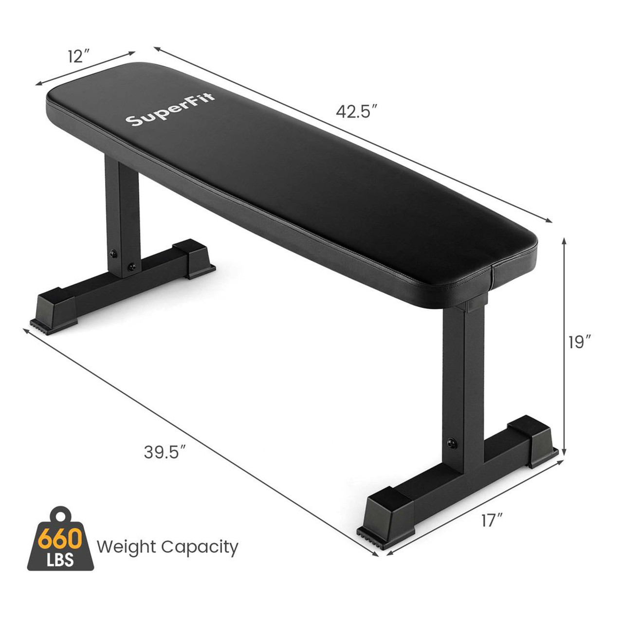 660-Pound Capacity Flat, Heavy-Duty Strength Training Bench product image