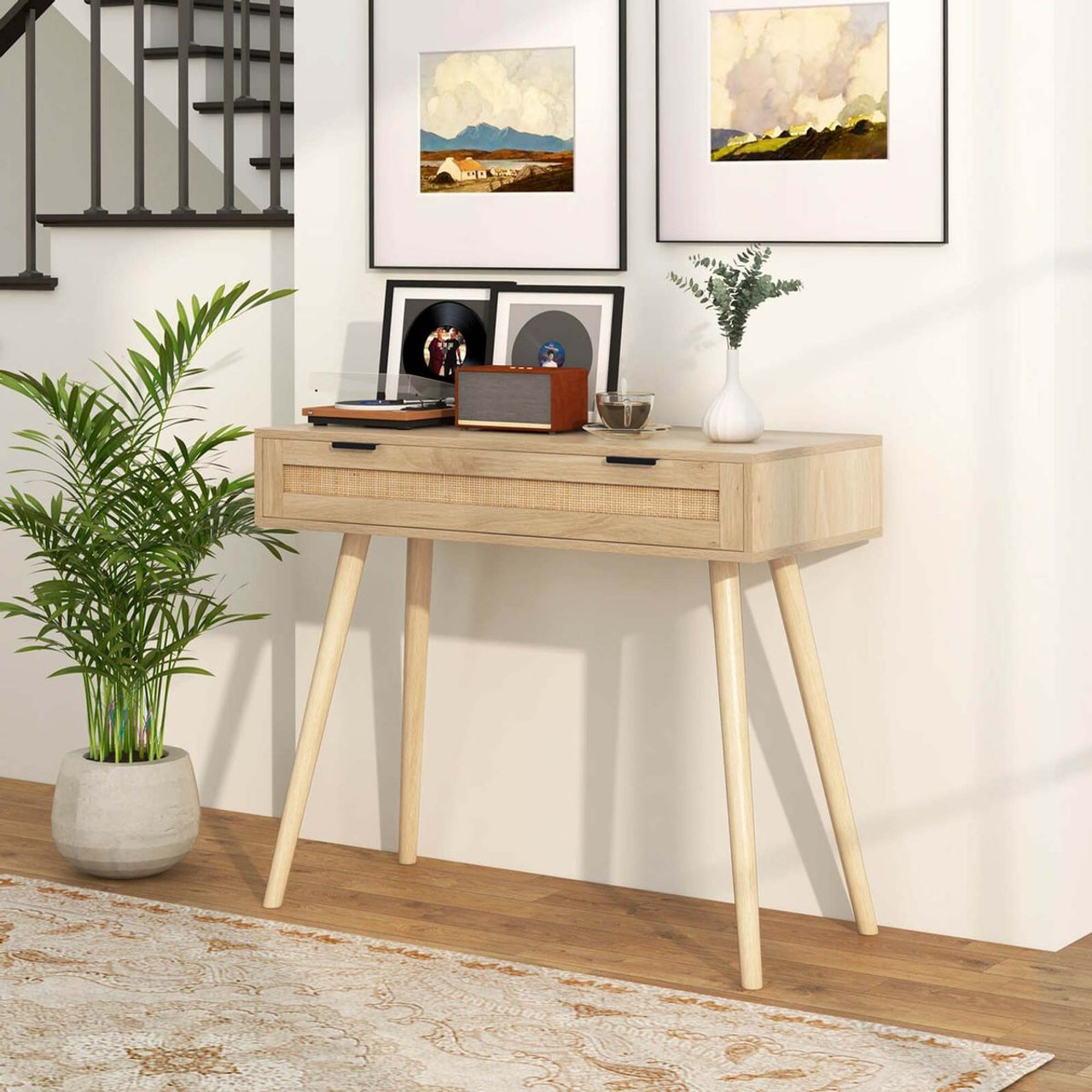 Mid-Century Rattan Console Table  product image