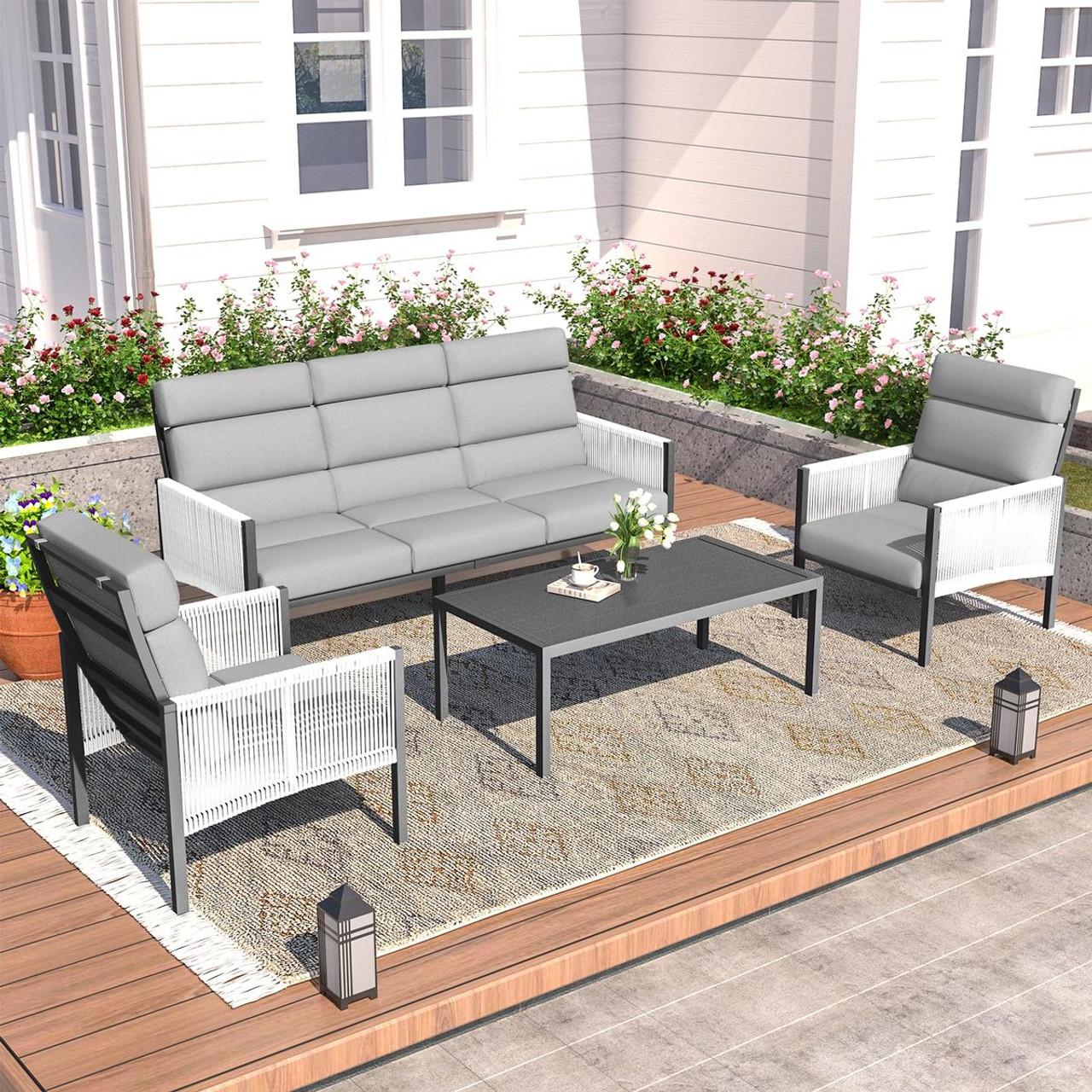 4-Piece Aluminum Patio Furniture Set with Coffee Table product image