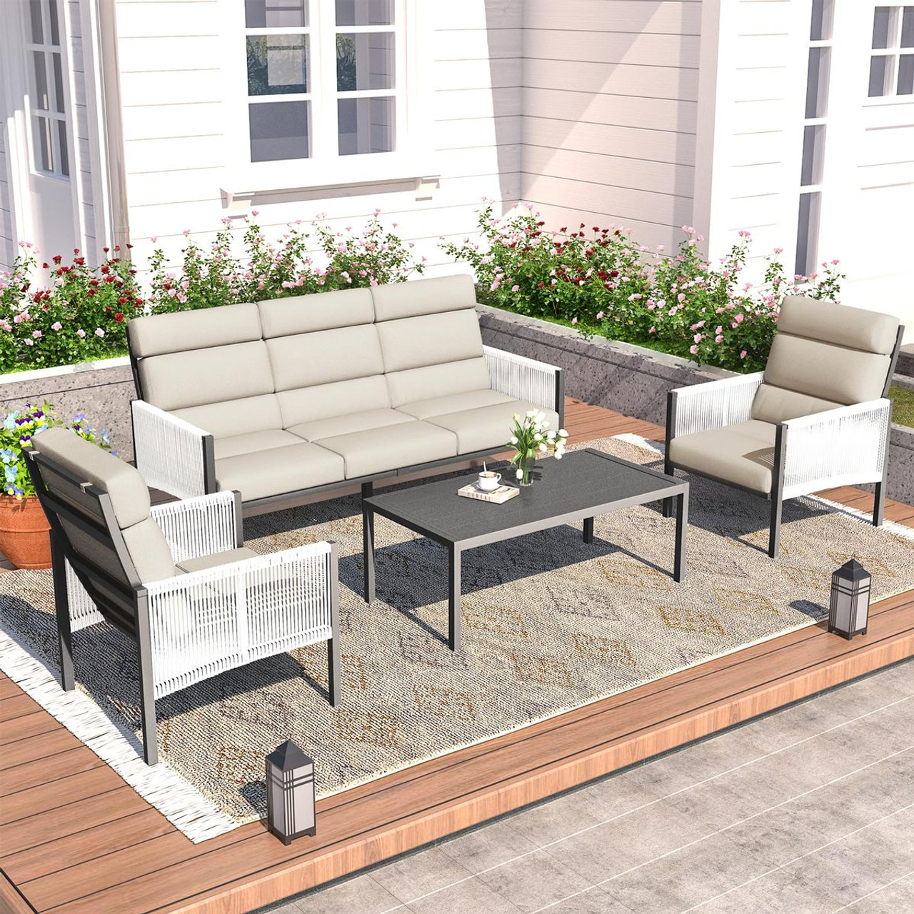 4-Piece Aluminum Patio Furniture Set with Coffee Table product image