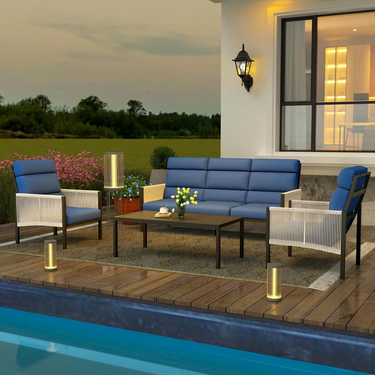 4-Piece Aluminum Patio Furniture Set with Coffee Table product image