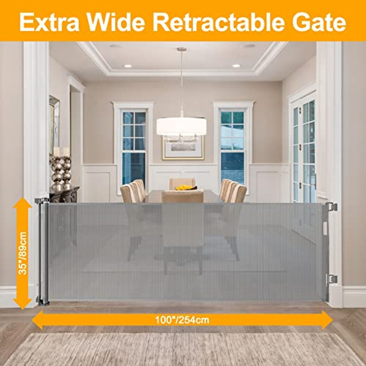 100-inch Extra Wide Retractable Mesh Baby Gate  product image