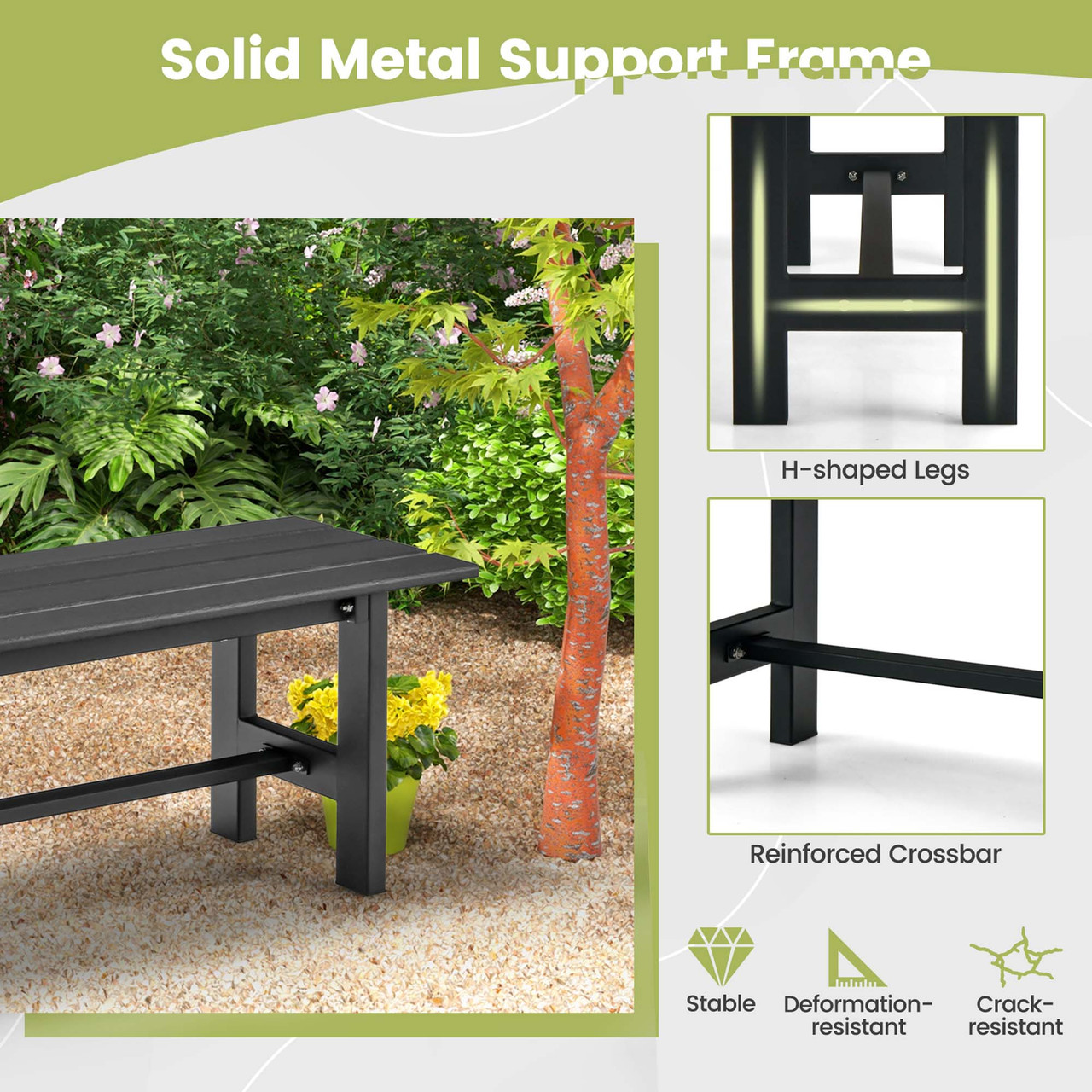 47-Inch Outdoor Bench with Slatted Seat (2-Pack) product image