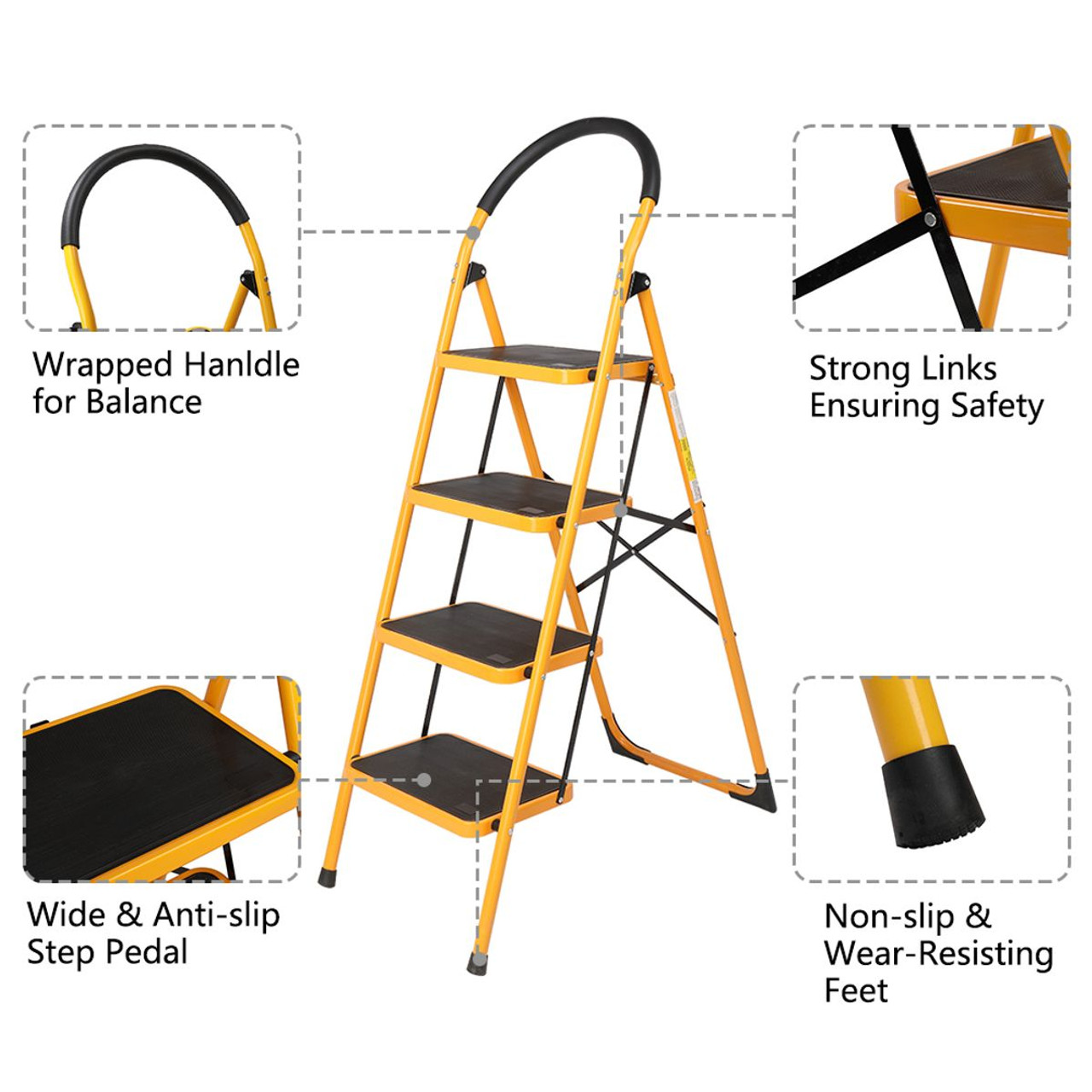 4-Step Portable Folding Ladder Step Stool product image