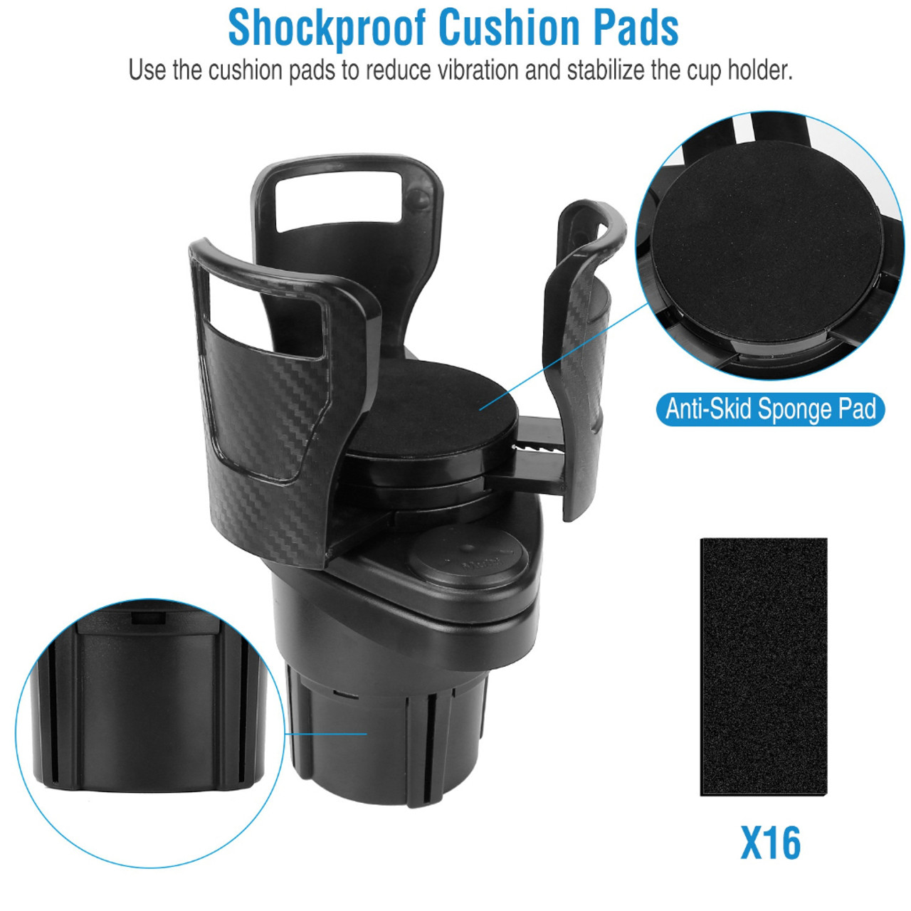 2-in-1 Car Cup Holder Adapter with Adjustable Size Extender product image
