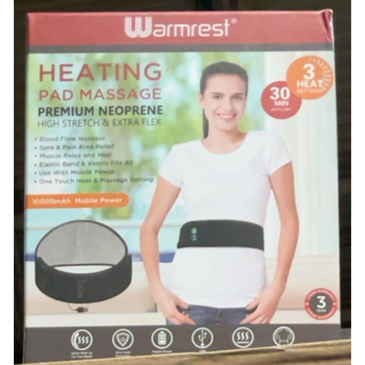 Warmrest Cordless Heating Pad Back Massager Brace for Lower Back Pain product image