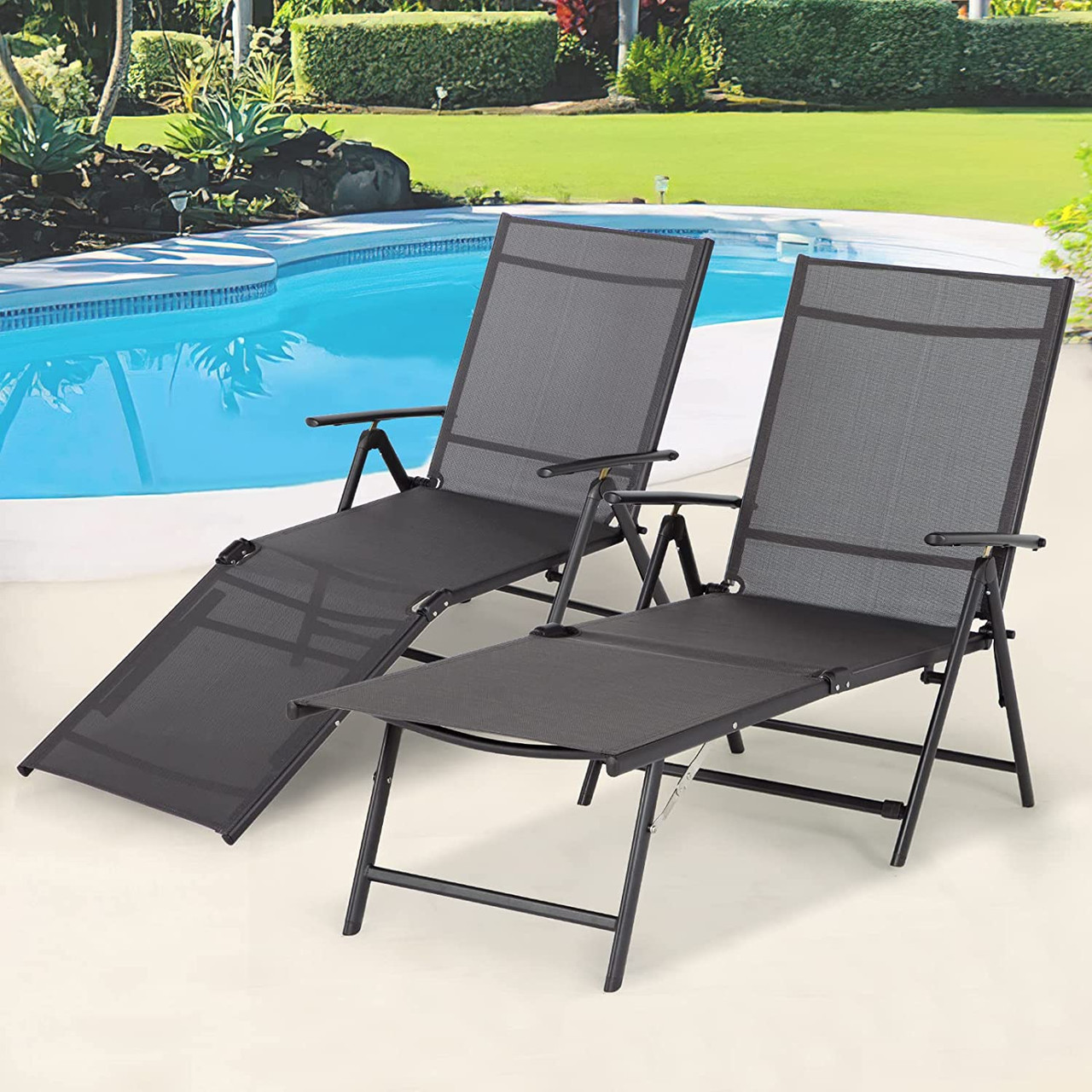 Outdoor Adjustable Chaise Lounge Chair (1- or 2-Pack) product image