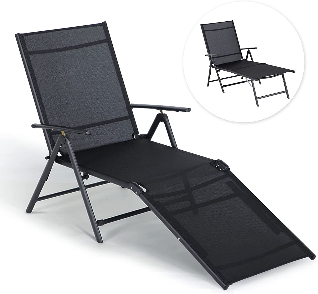 Outdoor Adjustable Chaise Lounge Chair (1- or 2-Pack) product image