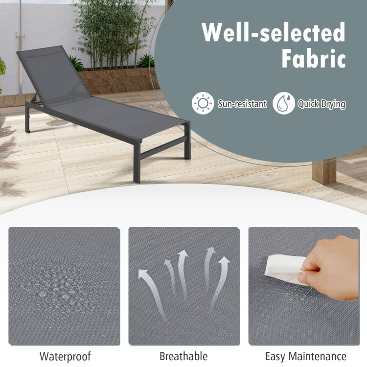 6-Position Chaise Lounge Chair with Rustproof Aluminum Frame (1 or 2-Pack) product image