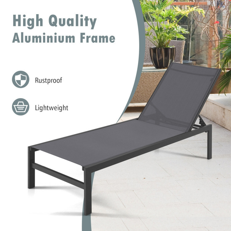 6-Position Chaise Lounge Chair with Rustproof Aluminum Frame (1 or 2-Pack) product image