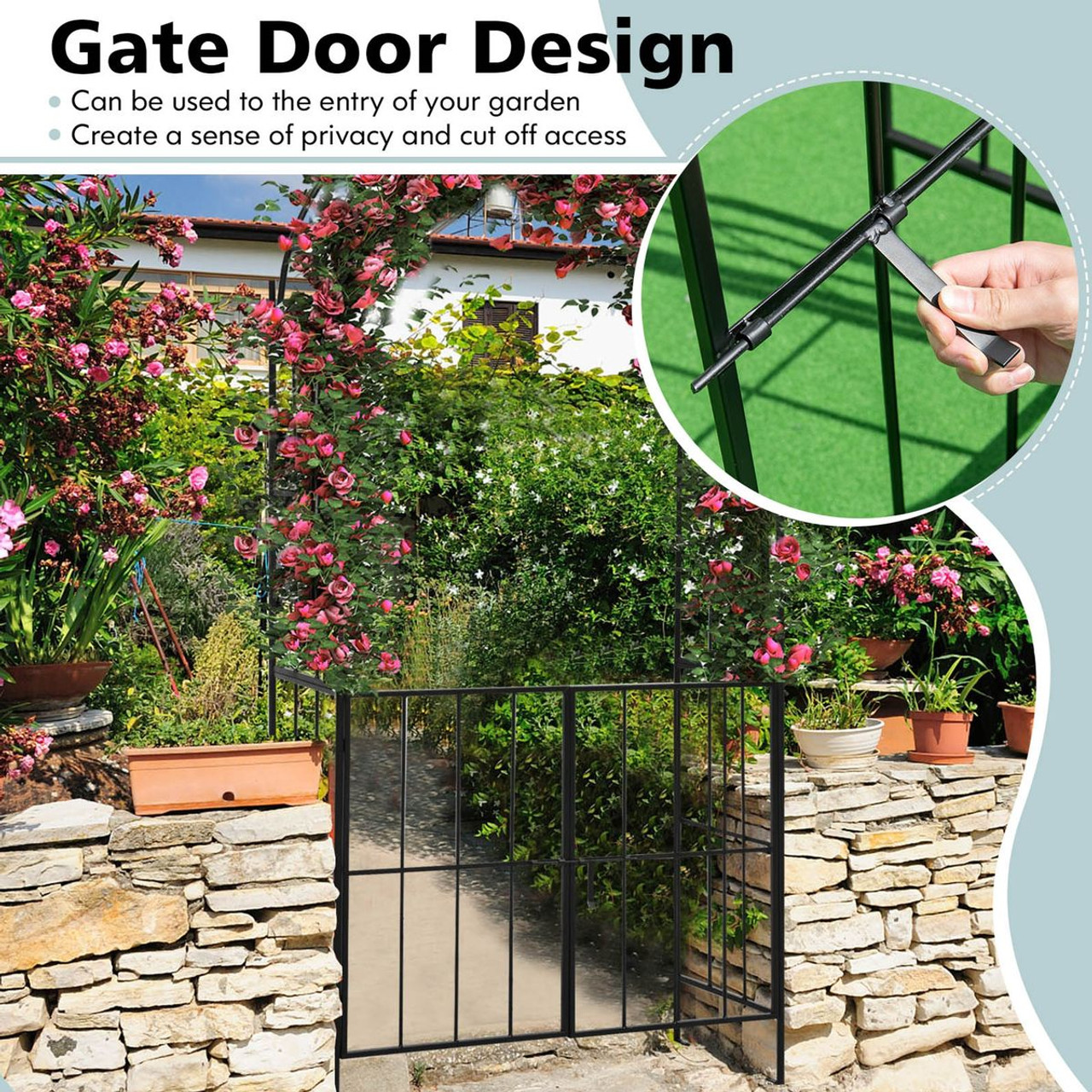 7.5 ft Patio Archway Garden Trellis with Gate  product image