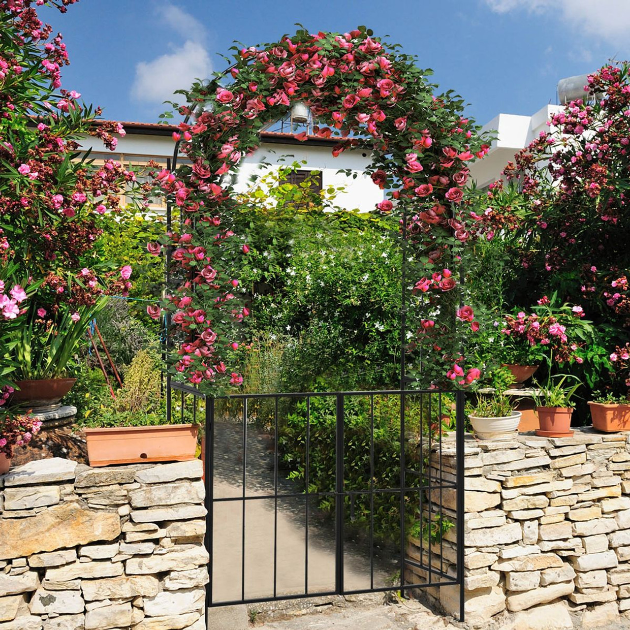 7.5 ft Patio Archway Garden Trellis with Gate  product image