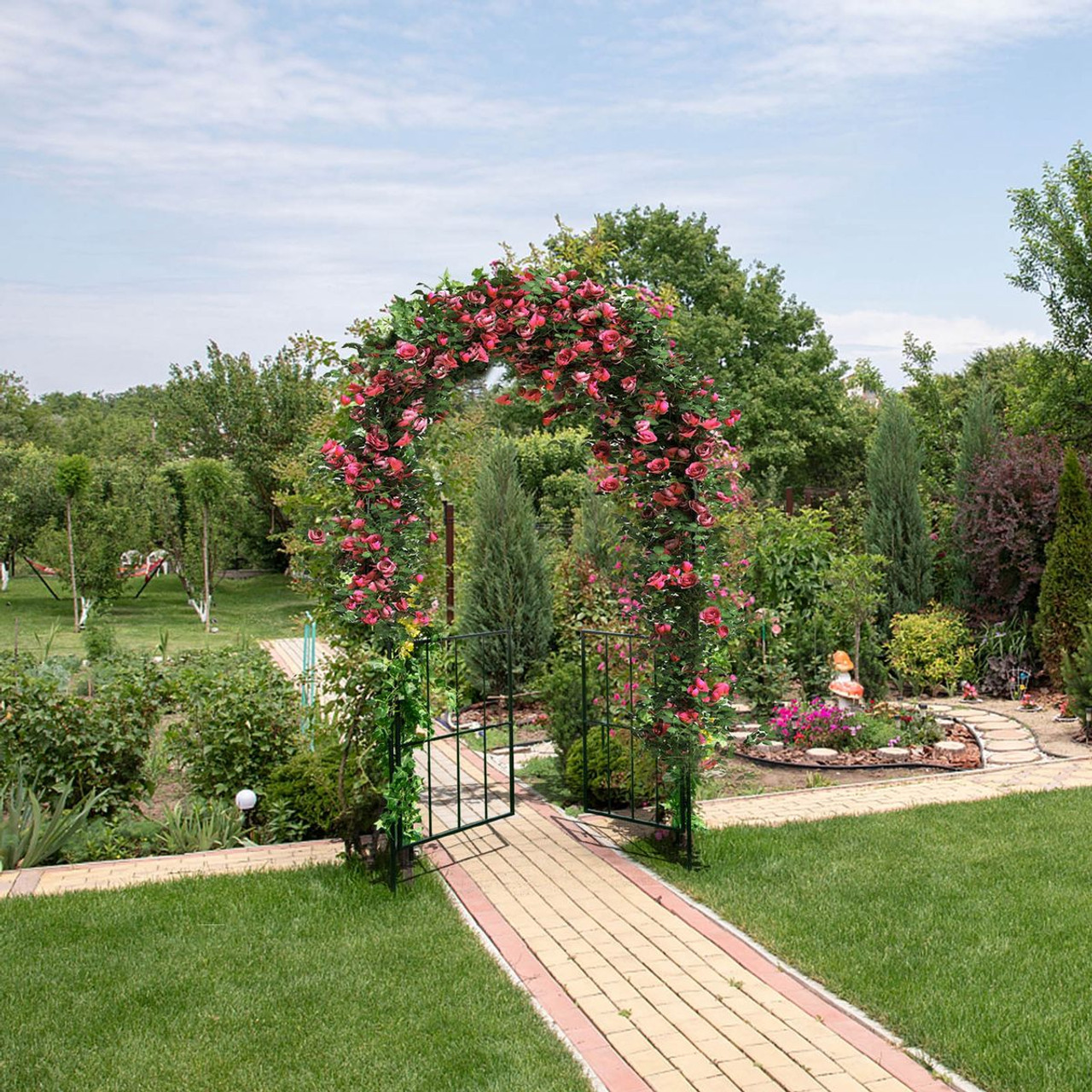 7.5 ft Patio Archway Garden Trellis with Gate  product image