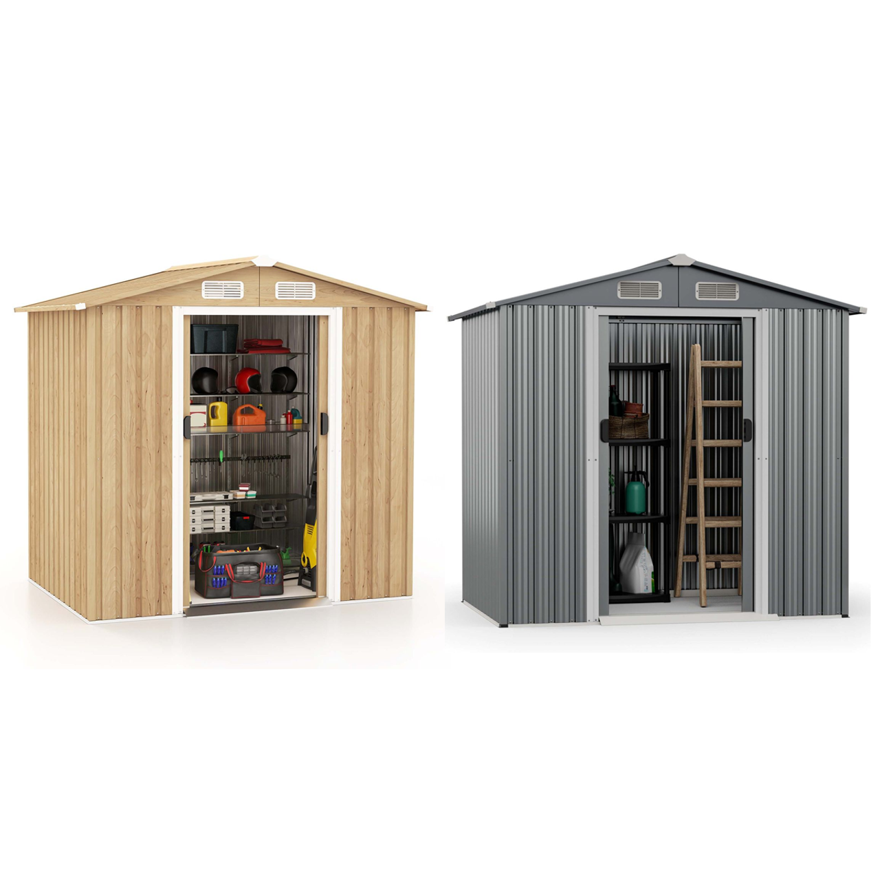 6 x 4-Foot Galvanized Steel Storage Shed with Lockable Sliding Doors product image
