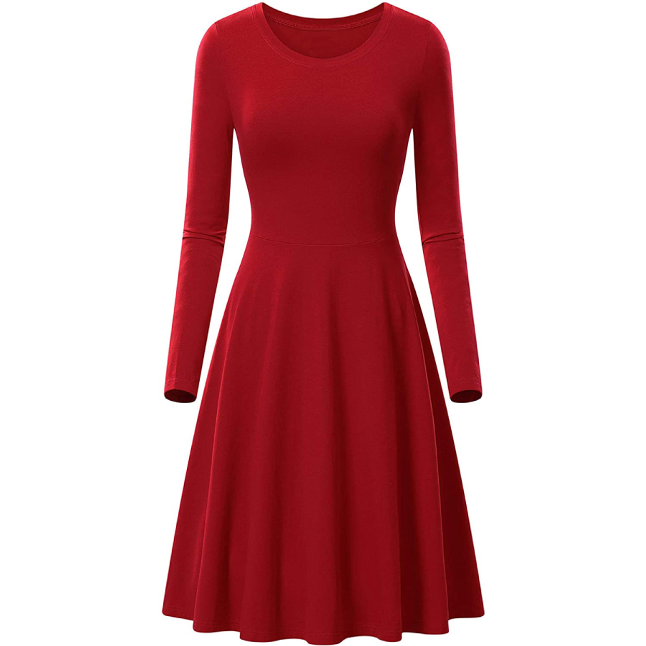 Women's Long Sleeve Solid Color Flared Skater Dress product image