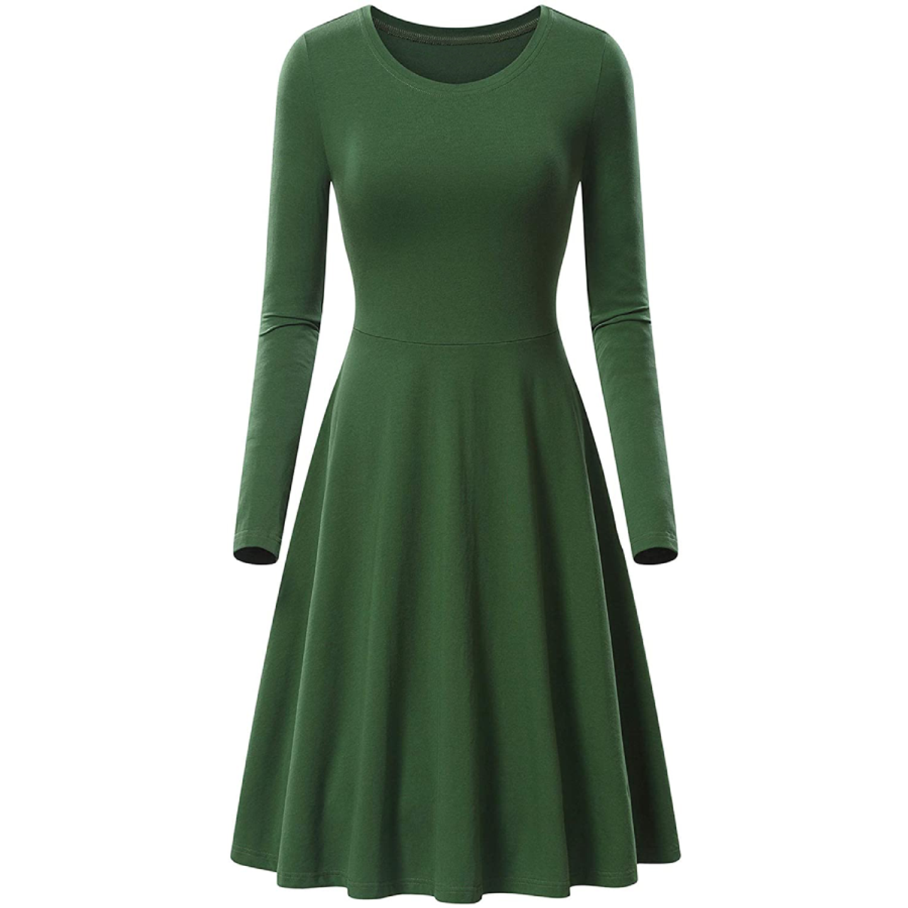 Women's Long Sleeve Solid Color Flared Skater Dress product image