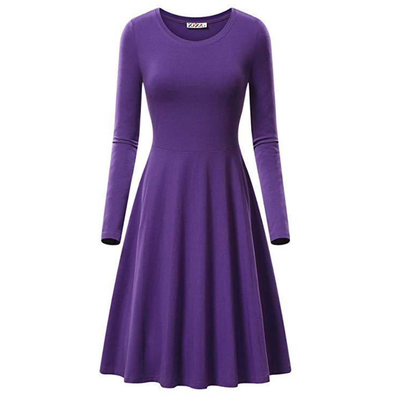 Women's Long Sleeve Solid Color Flared Skater Dress product image