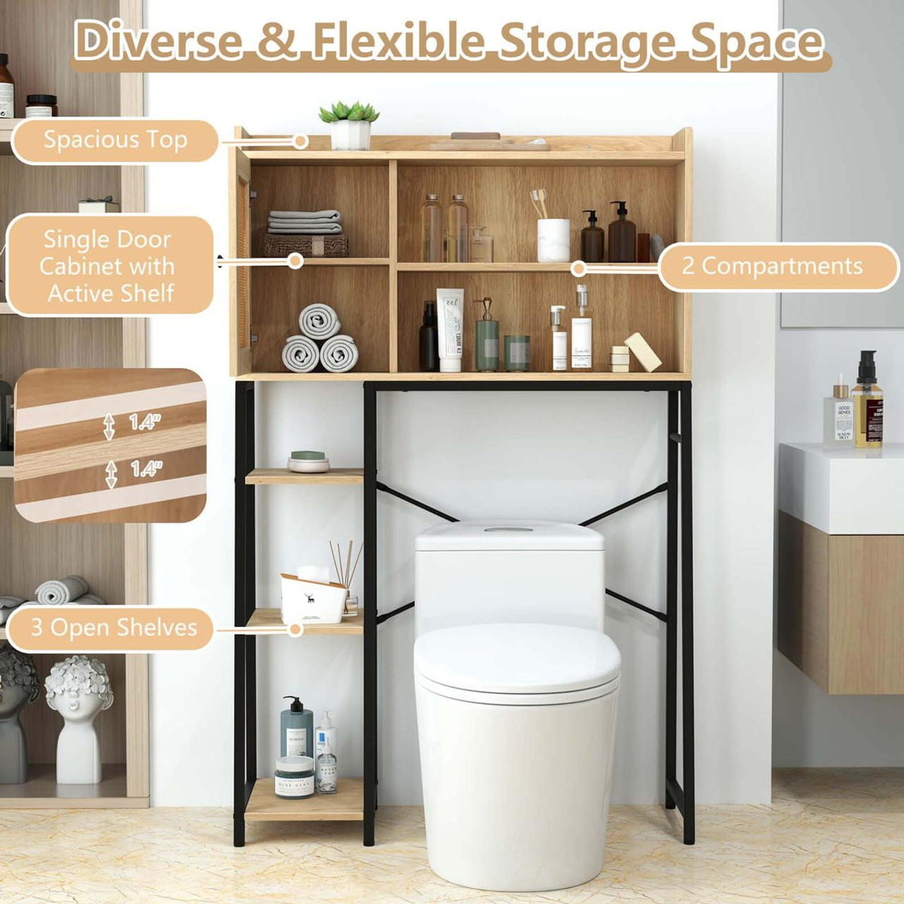 Over-The-Toilet Mid-Century Storage Cabinet  product image