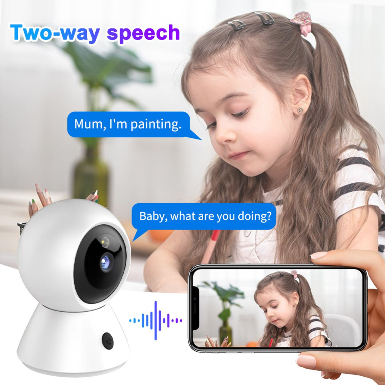 1080P HD Indoor Security Camera,Baby Monitor with Night Vision,Security Home Dog Pet Monitor,AI Motion Detection With 32G TF Card product image