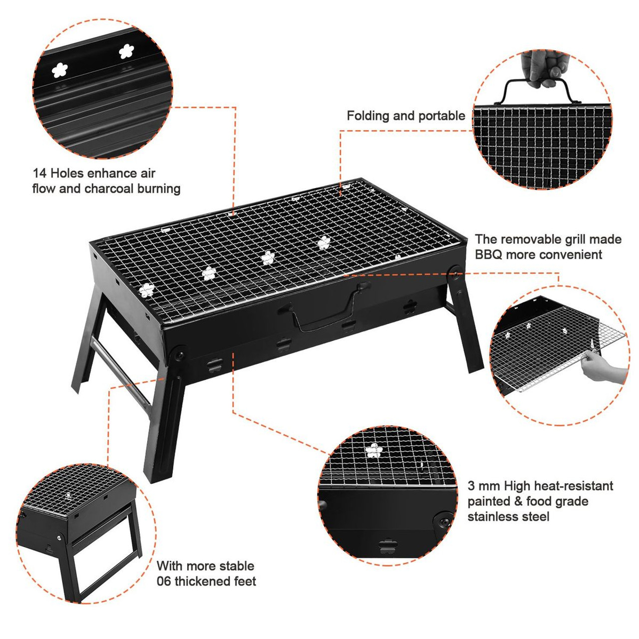 Portable BBQ Grill Foldable Charcoal Smoker product image