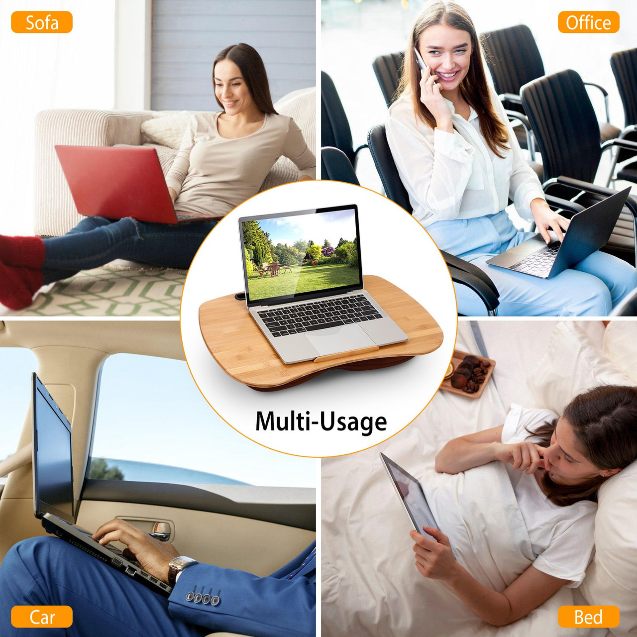 iMounTEK® Bamboo Laptop Lap Desk with Pillow Cushion product image