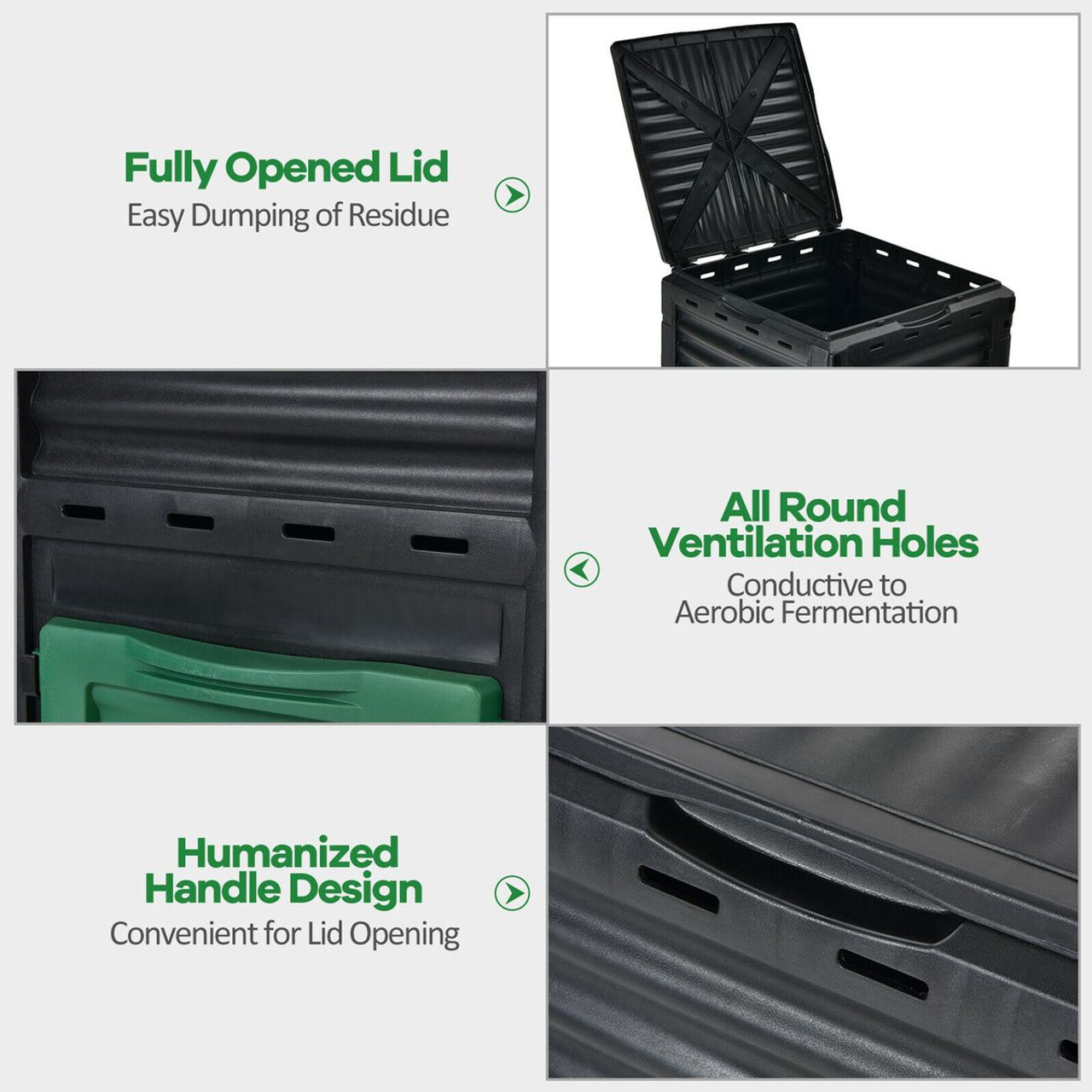 80-Gallon Compost Bin with Large Openable Lid and Bottom Exit Door product image