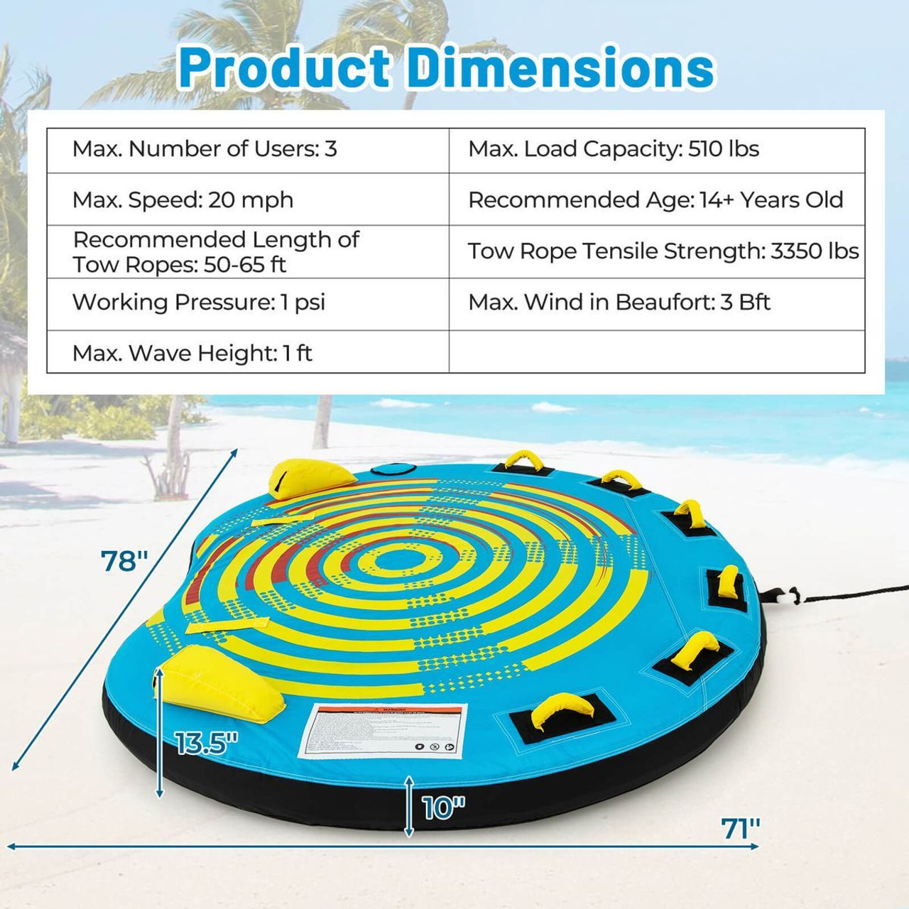 Towable Tube with Quick Connector & Drainage System for Boating product image