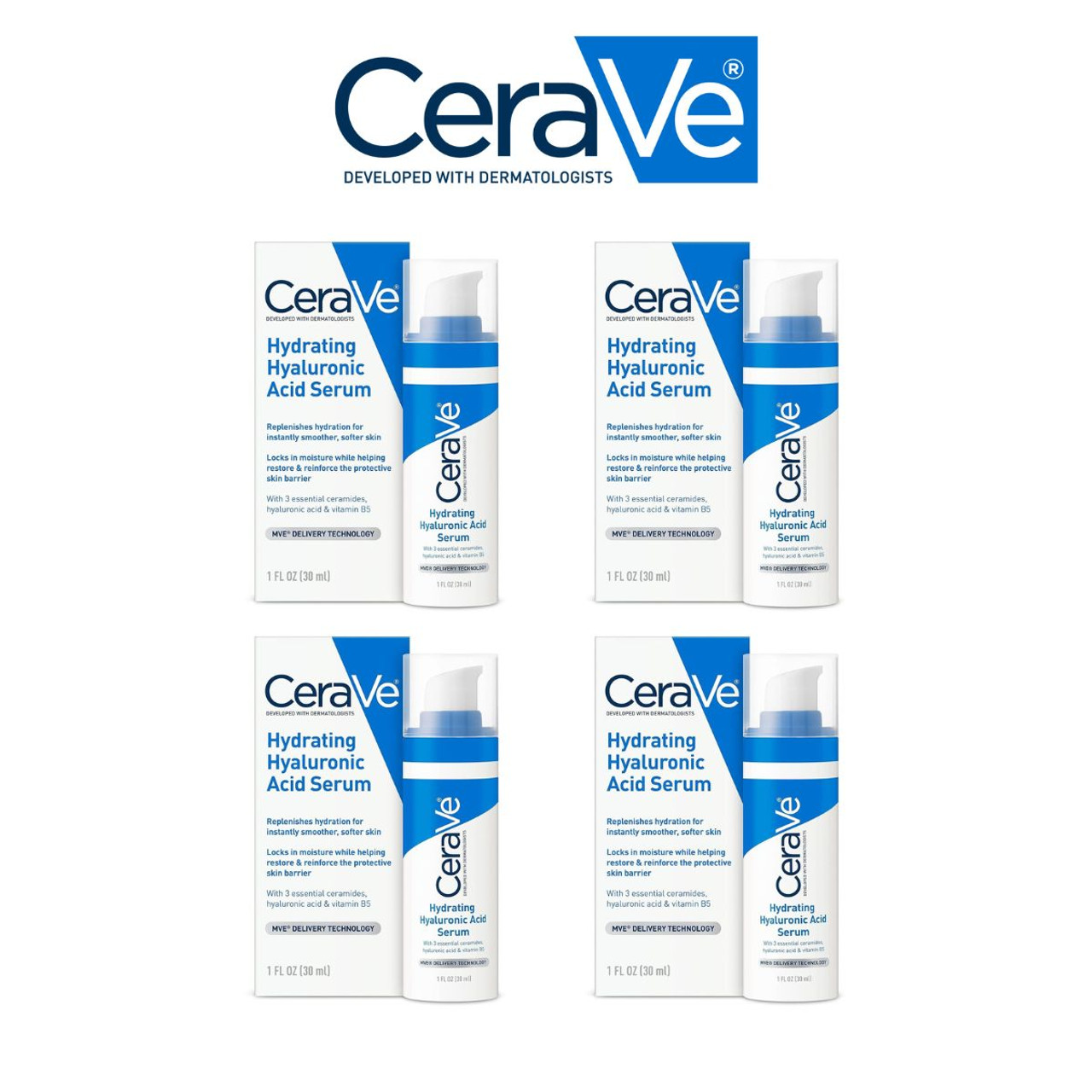 CeraVe Hyaluronic Acid Serum for Face (4-Pack) product image