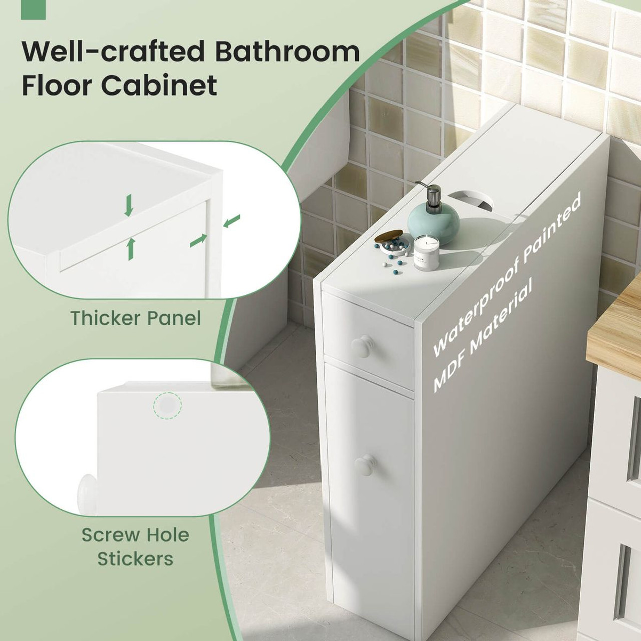 Narrow Bathroom Storage Organizer and Flip Top Compartment product image