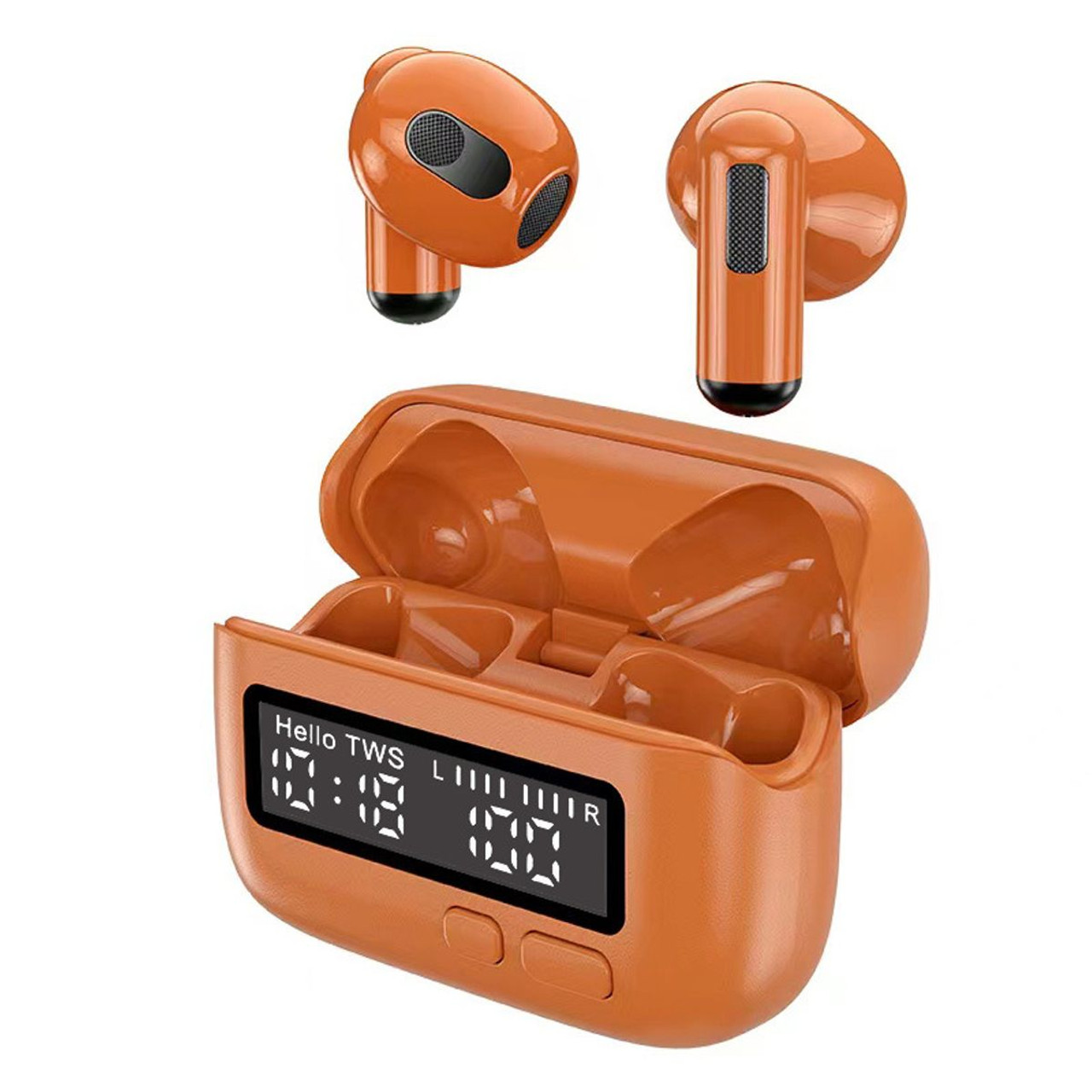 Wireless Earbuds Earphone , Retro ENC Noise Reduction Stereo Sound 5.2 with LED Power Display, For Sports Game (Orange) product image Wireless Earbuds Earphone , Retro ENC Noise Reduction Stereo Sound 5.2 with LED Power Display, For Sports Game (Orange) product image