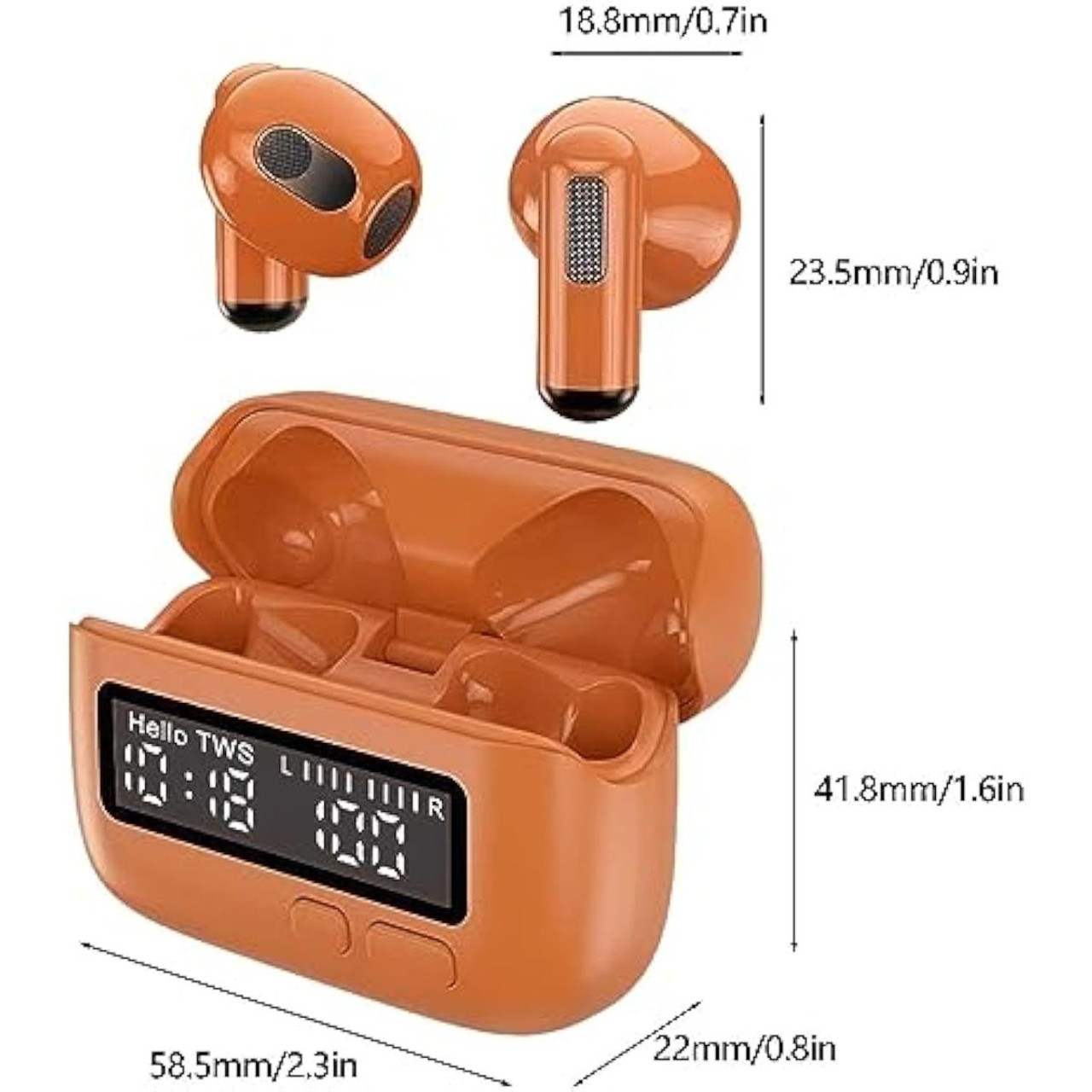 Wireless Earbuds Earphone , Retro ENC Noise Reduction Stereo Sound 5.2 with LED Power Display, For Sports Game (Orange) product image Wireless Earbuds Earphone , Retro ENC Noise Reduction Stereo Sound 5.2 with LED Power Display, For Sports Game (Orange) product image