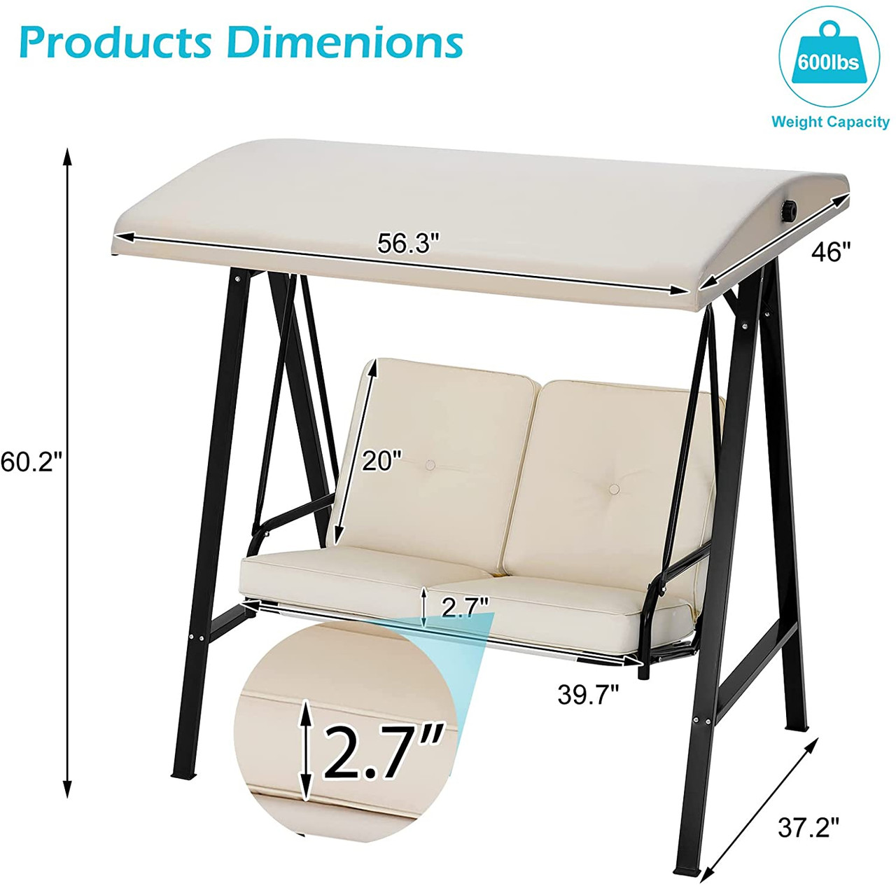 Outdoor Canopy Porch Swing (2- or 3-Seat) product image