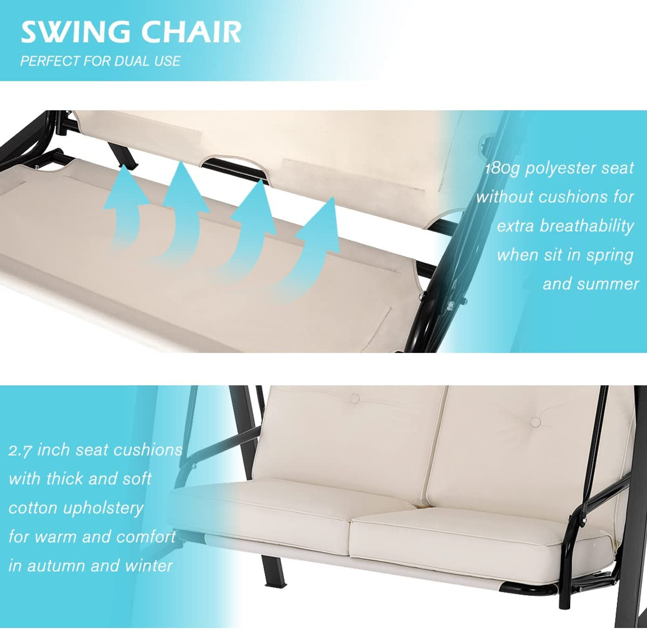 Outdoor Canopy Porch Swing (2- or 3-Seat) product image