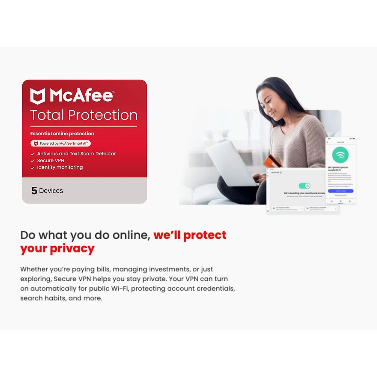 McAfee Total Protection 5-Device, 1- or 2-Year Subscription [Digital Delivery] product image