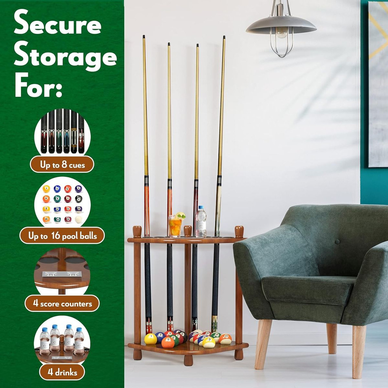ISZY 8-Stick Billiards Pool Stick Holder product image