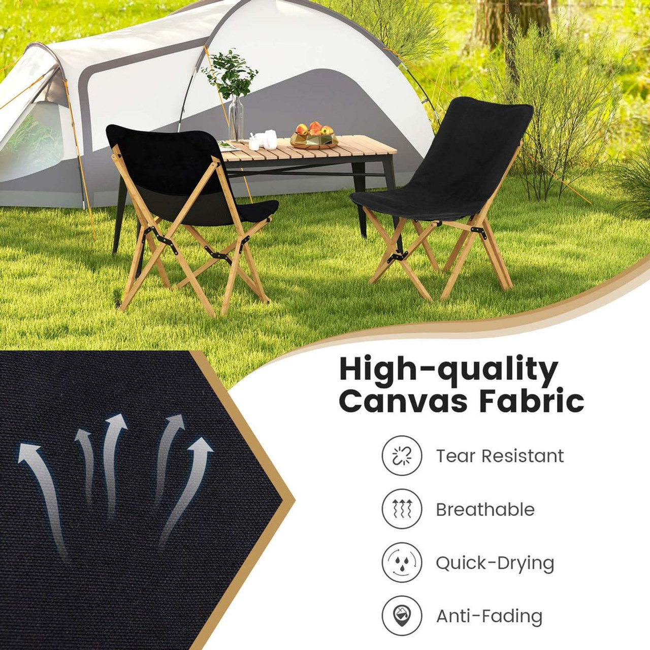 Bamboo Butterfly Folding Chair (Set of 2) product image