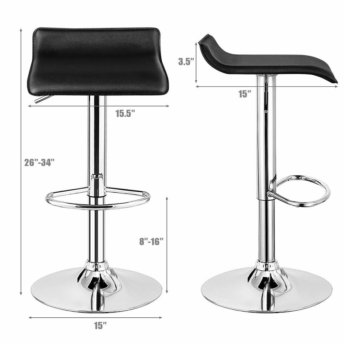 Adjustable Swivel Bar Stool with Thick Padding and PU Leather (Set of 2)  product image