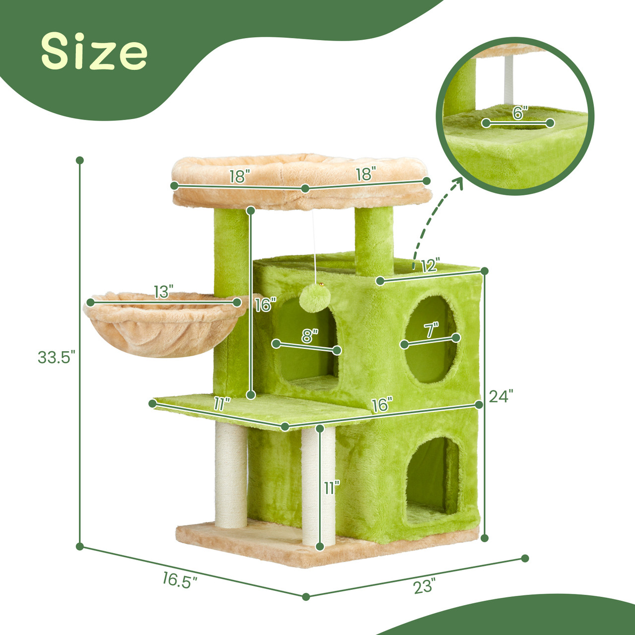 33" Cat Tree with Sisal Scratching Posts product image