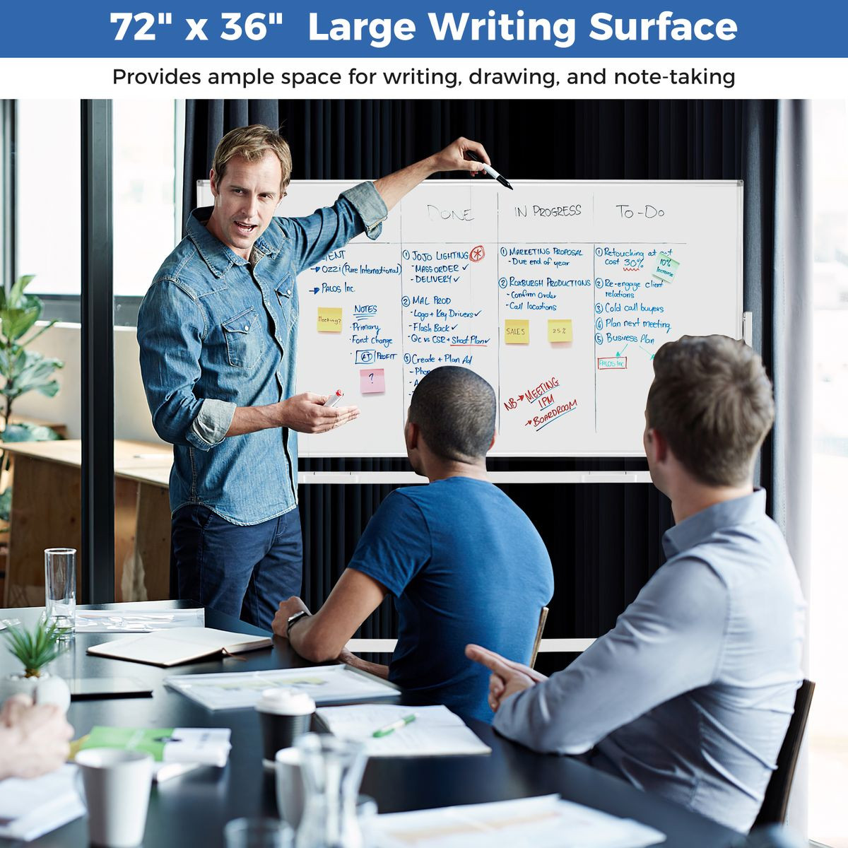 72" X 36" Double-sided Magnetic Whiteboard With Stand product image