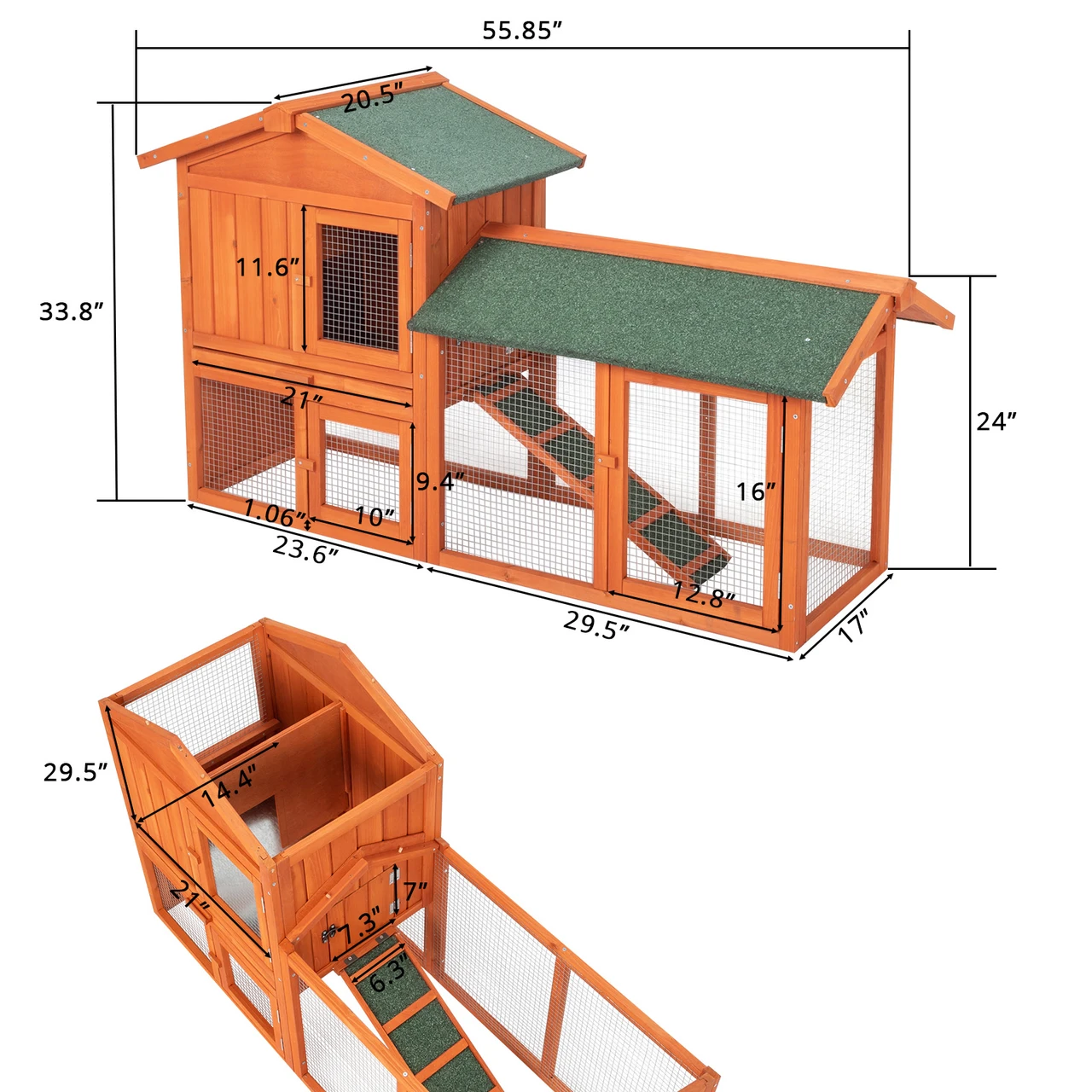 61" Wooden Coop/Hutch with Ladder and Tray product image