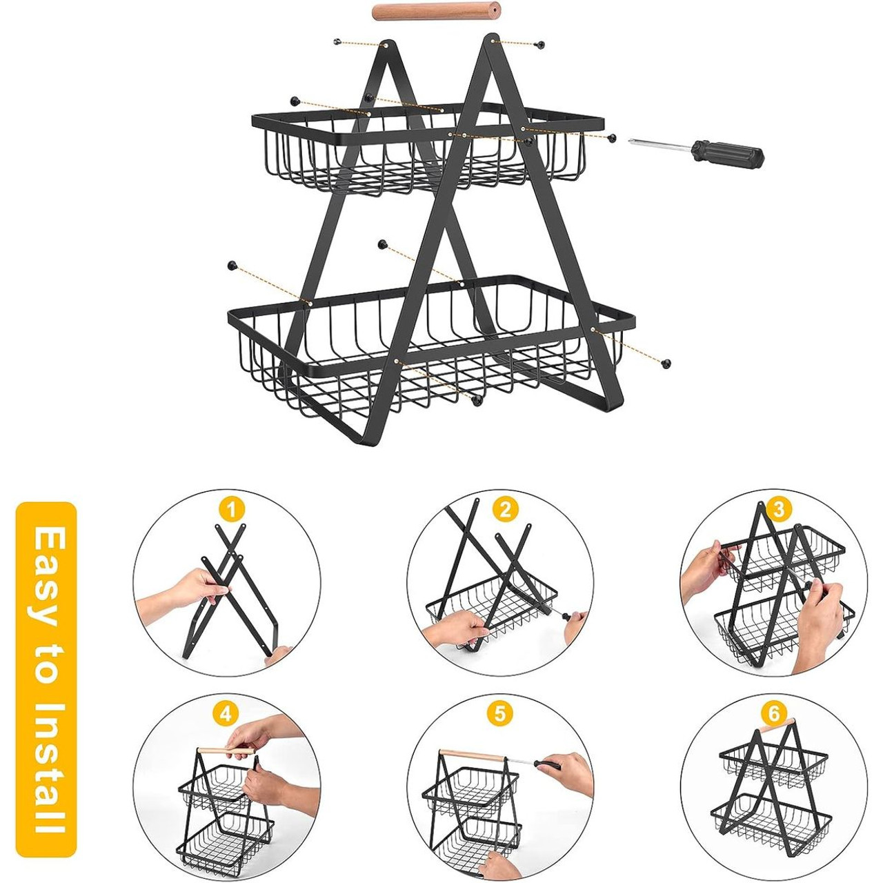 2-Tier Countertop Fruit Basket (1- or 2-Pack) product image