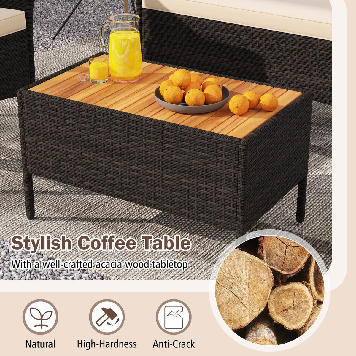 4-Piece Patio Wicker Sofa Set With Coffee Table product image