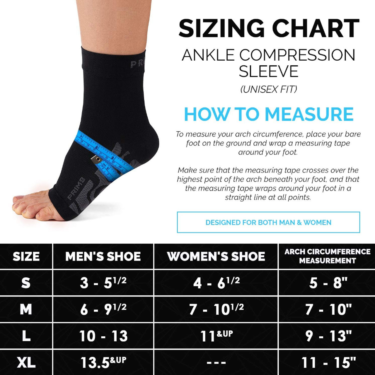 PRIM8® Ankle Brace Compression Sleeve Foot Support for Joint Pain and Swelling product image