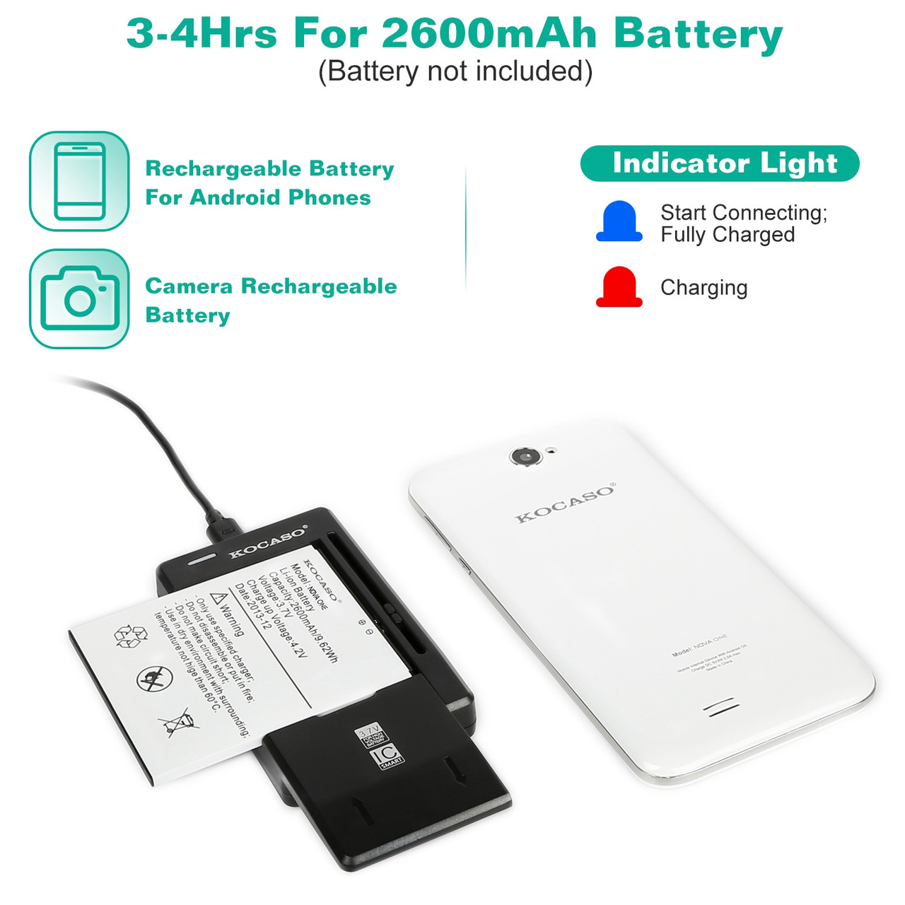Kocaso® 3.7V Camera/Android Phone Battery Charger product image