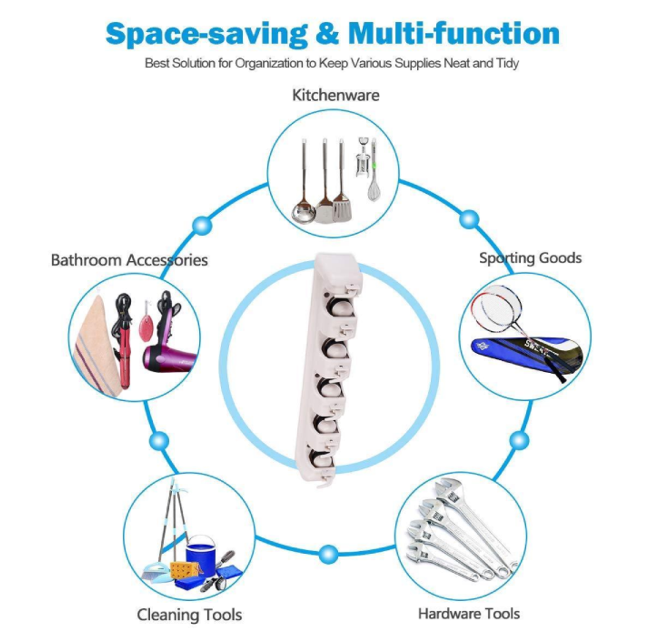 Wall-Mounted 5-Position Home Organizer product image