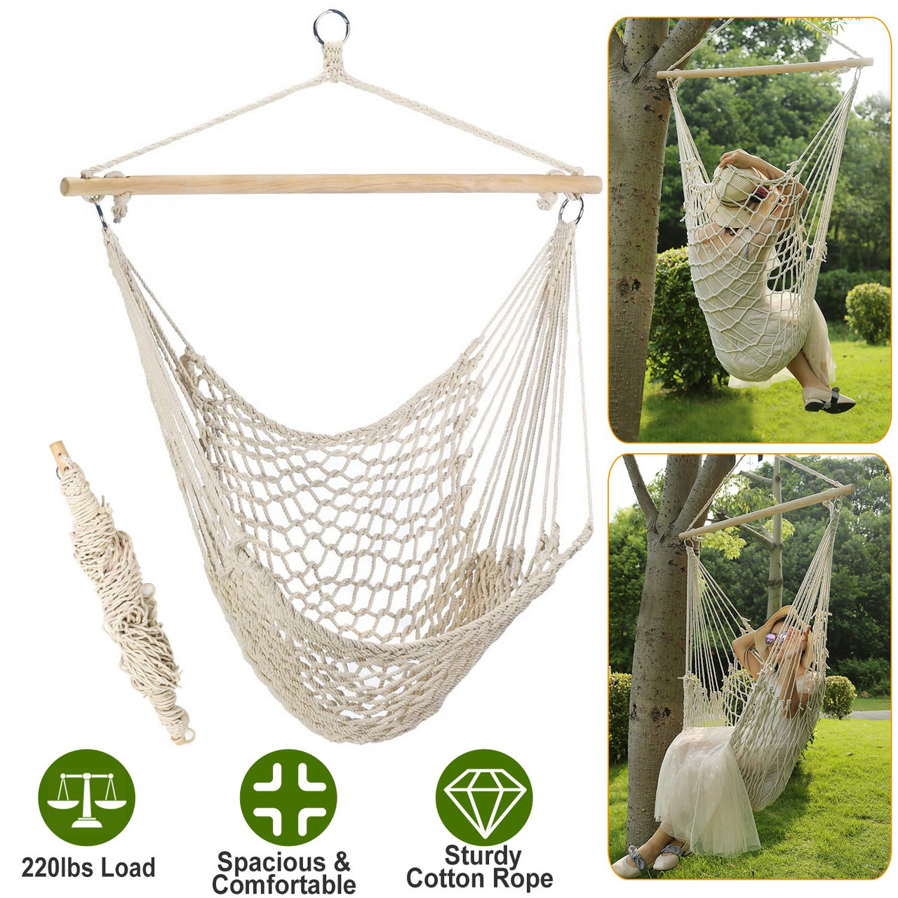 Hammock Chair Hanging Rope Swing Seat product image