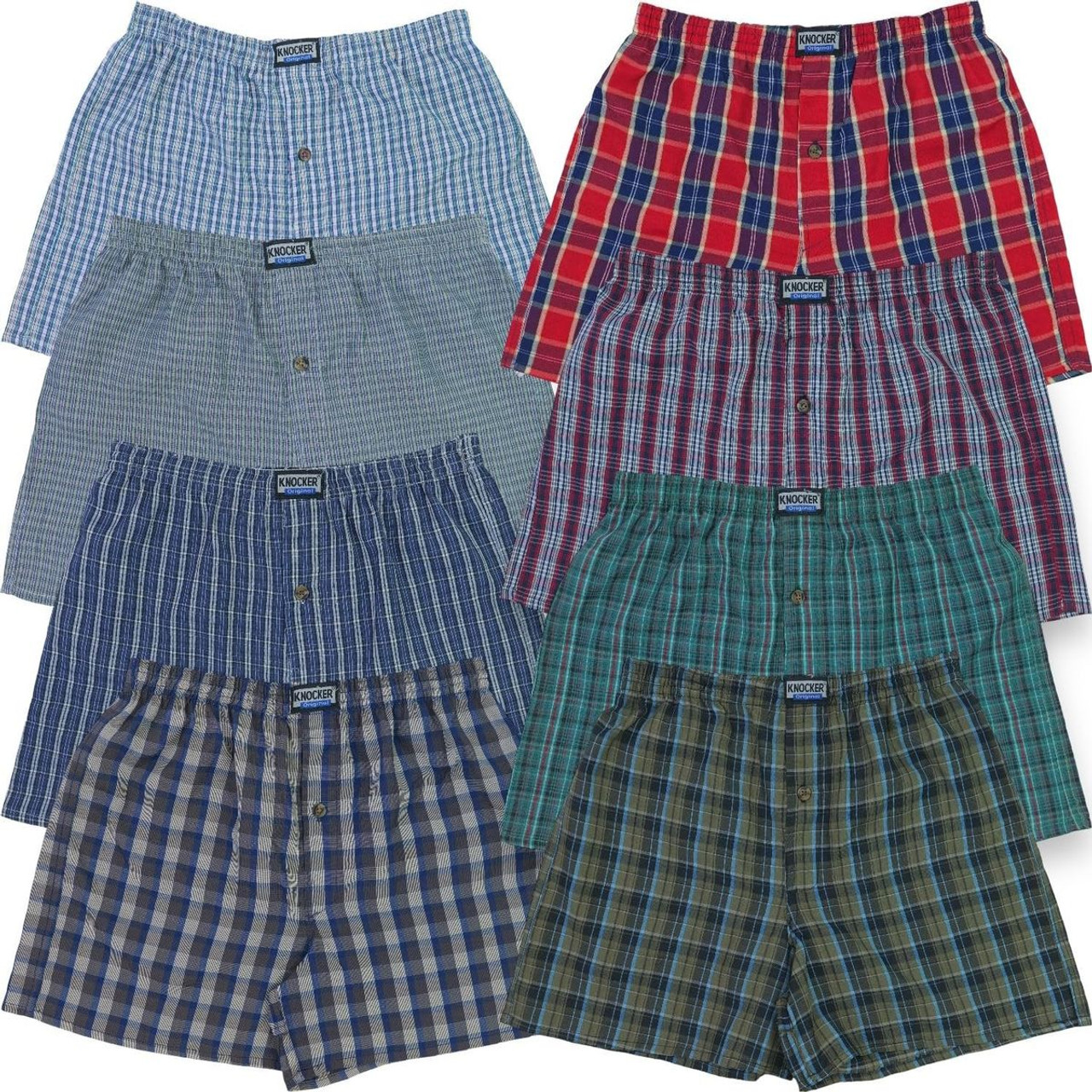 Men's Button Fly Loose Fit Tartan Plaid Boxers (3- or 6-Pack) product image