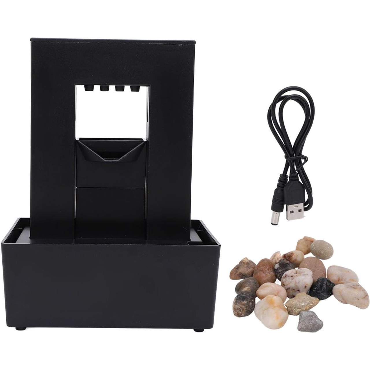 Desktop Fountain with LED Light and Polished Pebbles  product image
