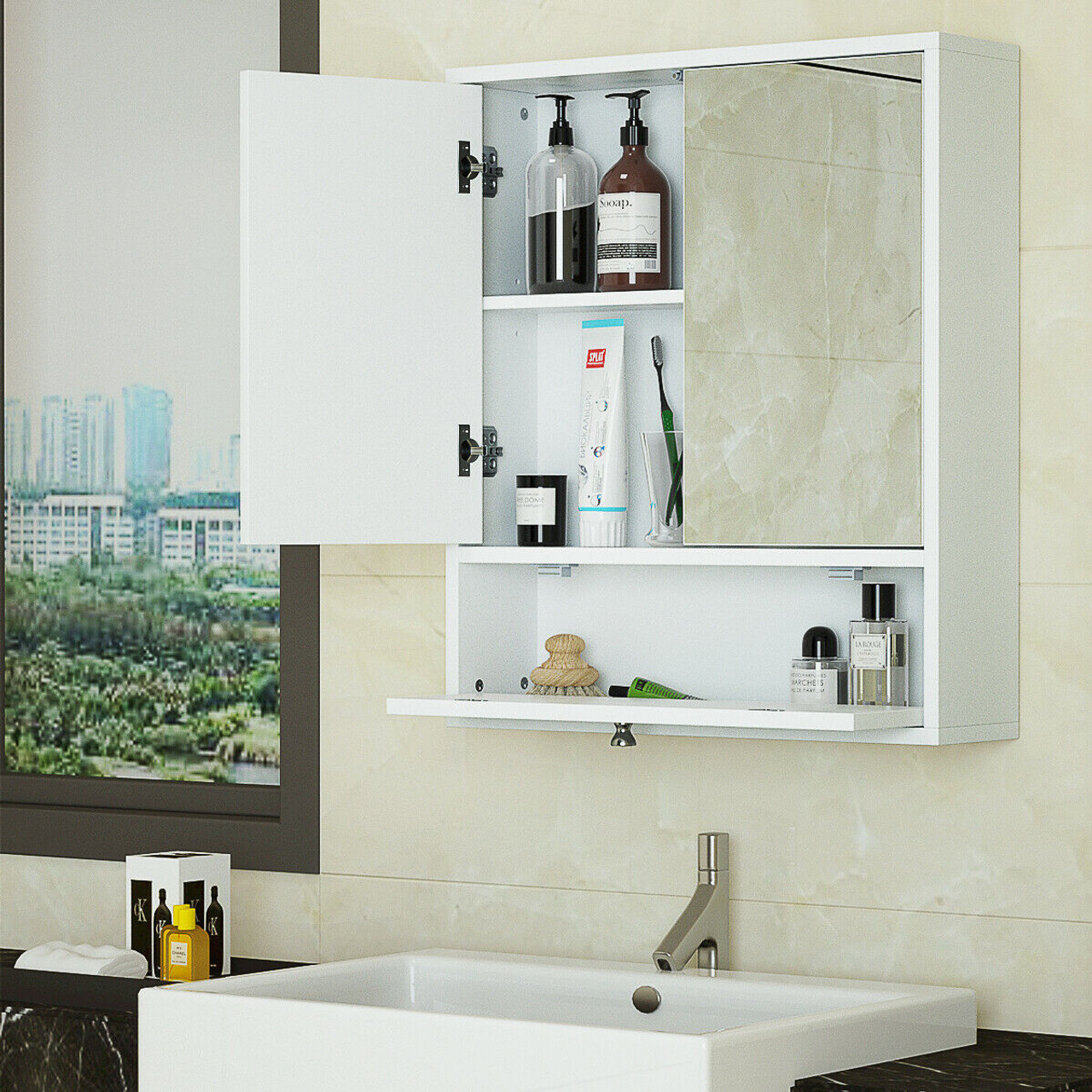 Bathroom Medicine Cabinet with Double Mirror Doors product image