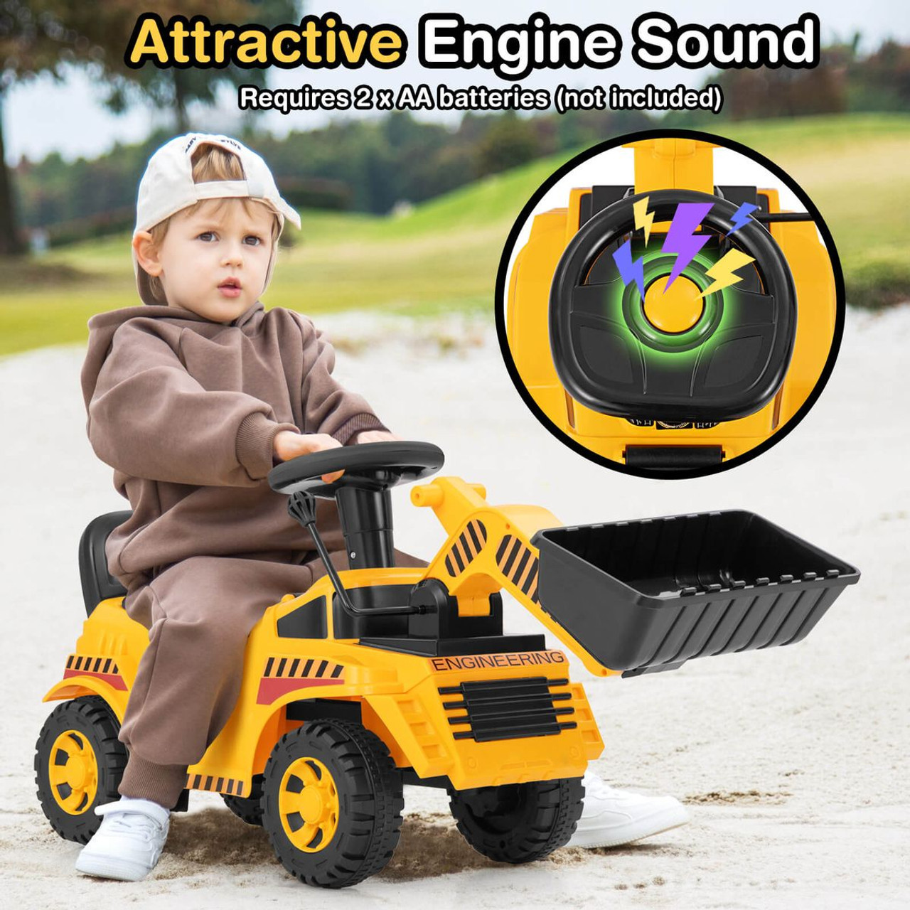 Kids' Ride-on Bulldozer with Adjustable Bucket and Under-Seat Storage product image Kids' Ride-on Bulldozer with Adjustable Bucket and Under-Seat Storage product image